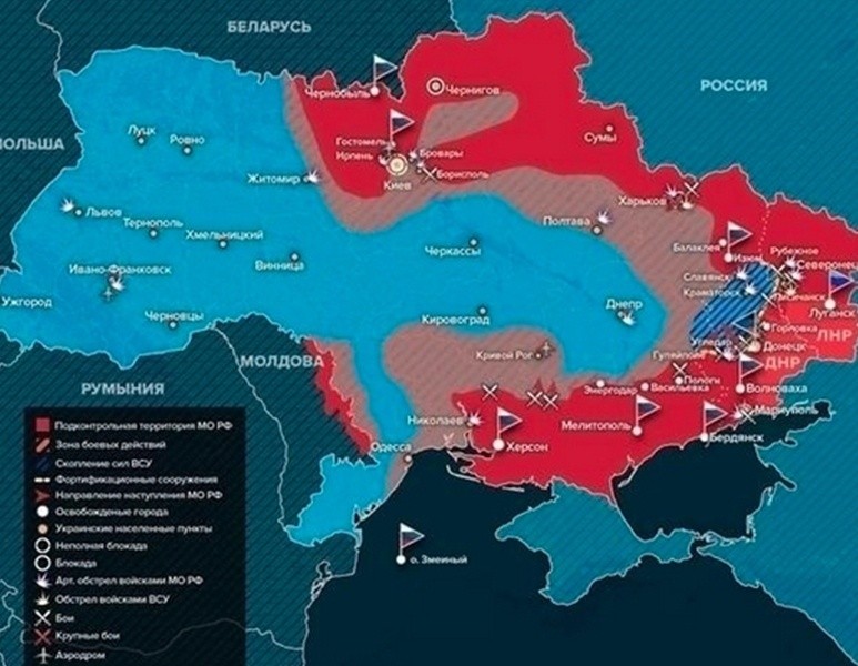 Опубликована обновленная карта боевых действий на Украине по состоянию на 21.03.2022 Опубликована обновленная карта боевых действий на Украине по состоянию на 21.03.2022