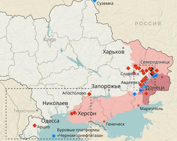 Новая карта боевых действий на Украине по данным на сегодняшний день, 21.06.2022: свежие новости