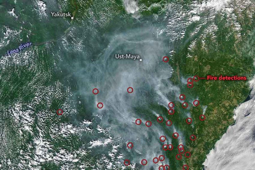 Пожары в Сибири можно увидеть на снимках NASA из космоса