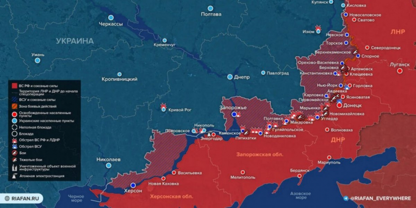 Карта боевых действий на Украине сегодня, к утру 19 июня 2023 — новости фронта Донбасса, обзор событий, Карта СВО, Новости СВО день 481-й