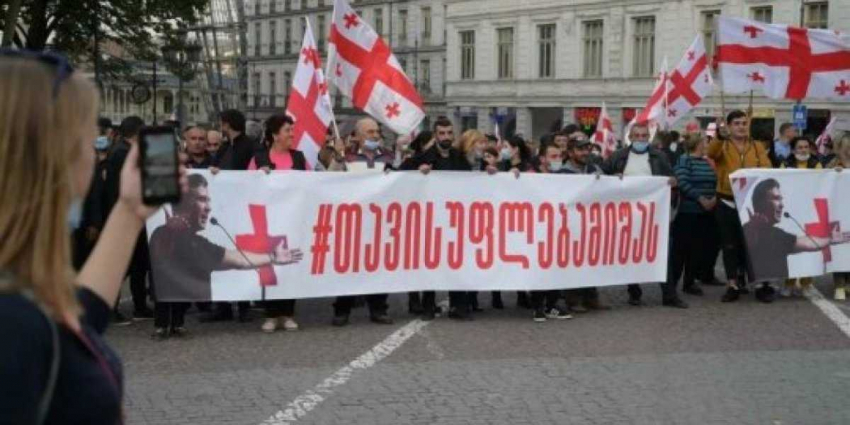 Десятки тысяч человек собрались в Тбилиси с требованием освободить Саакашвили