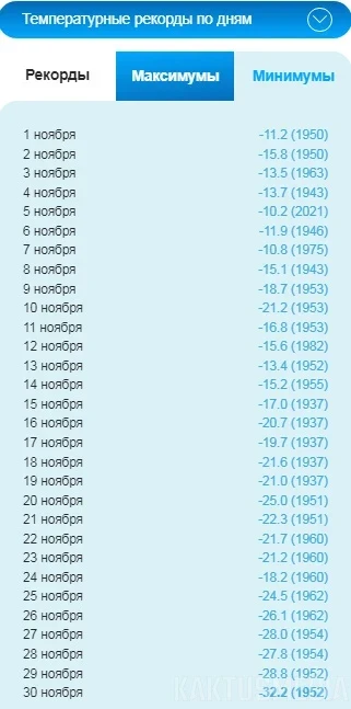 +30 и -32. Температурные рекорды ноября в Бишкеке (графики)